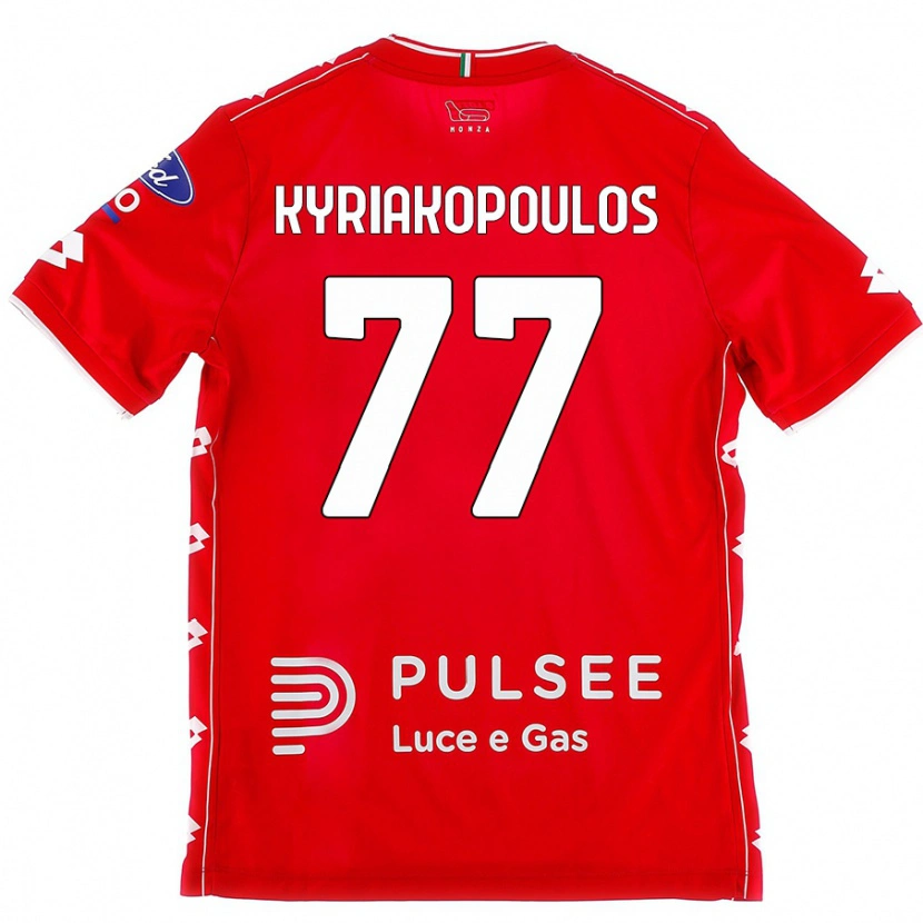 Danxen Mænd Georgios Kyriakopoulos #77 Rød Hvid Hjemmebane Spillertrøjer 2024/25 Trøje T-Shirt