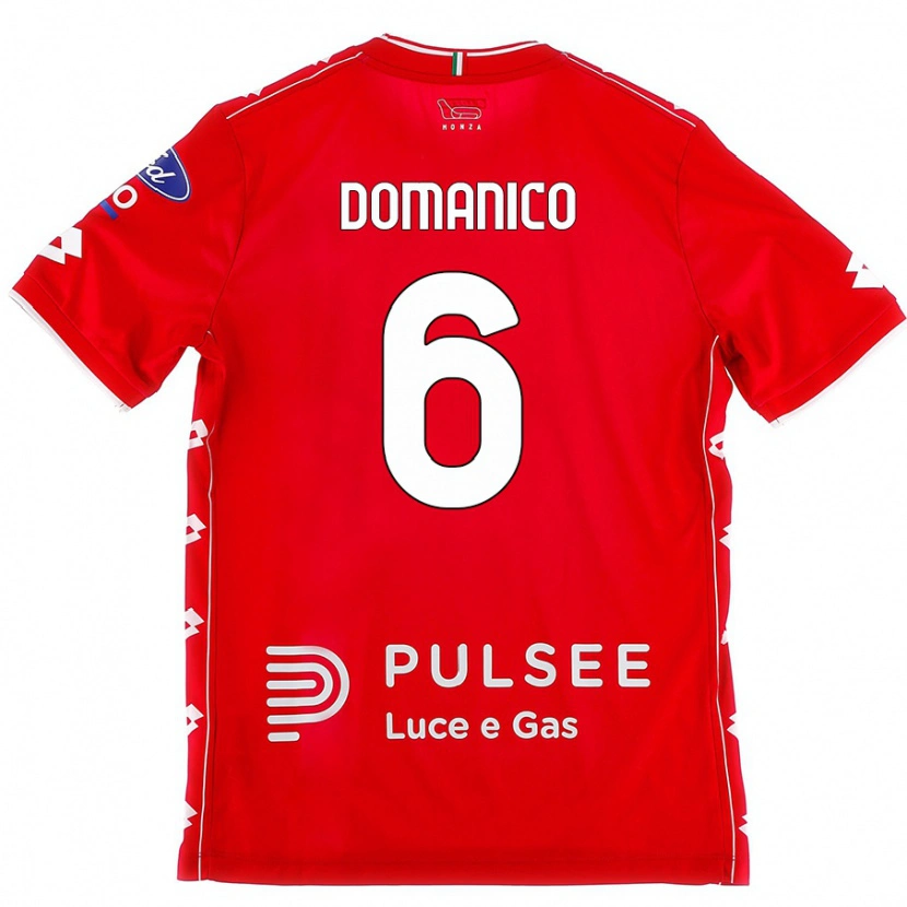 Danxen Mænd Saverio Domanico #6 Rød Hvid Hjemmebane Spillertrøjer 2024/25 Trøje T-Shirt