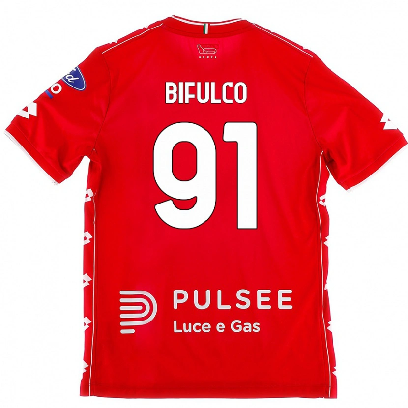 Danxen Mænd Davide Bifulco #91 Rød Hvid Hjemmebane Spillertrøjer 2024/25 Trøje T-Shirt