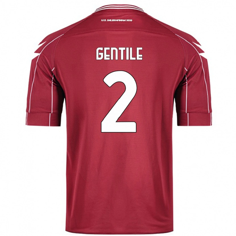 Danxen Mænd Davide Gentile #2 Bourgogne Hjemmebane Spillertrøjer 2024/25 Trøje T-Shirt