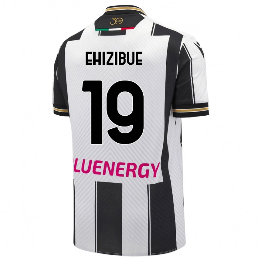 Danxen Mænd Kingsley Ehizibue #19 Hvid Sort Hjemmebane Spillertrøjer 2024/25 Trøje T-Shirt
