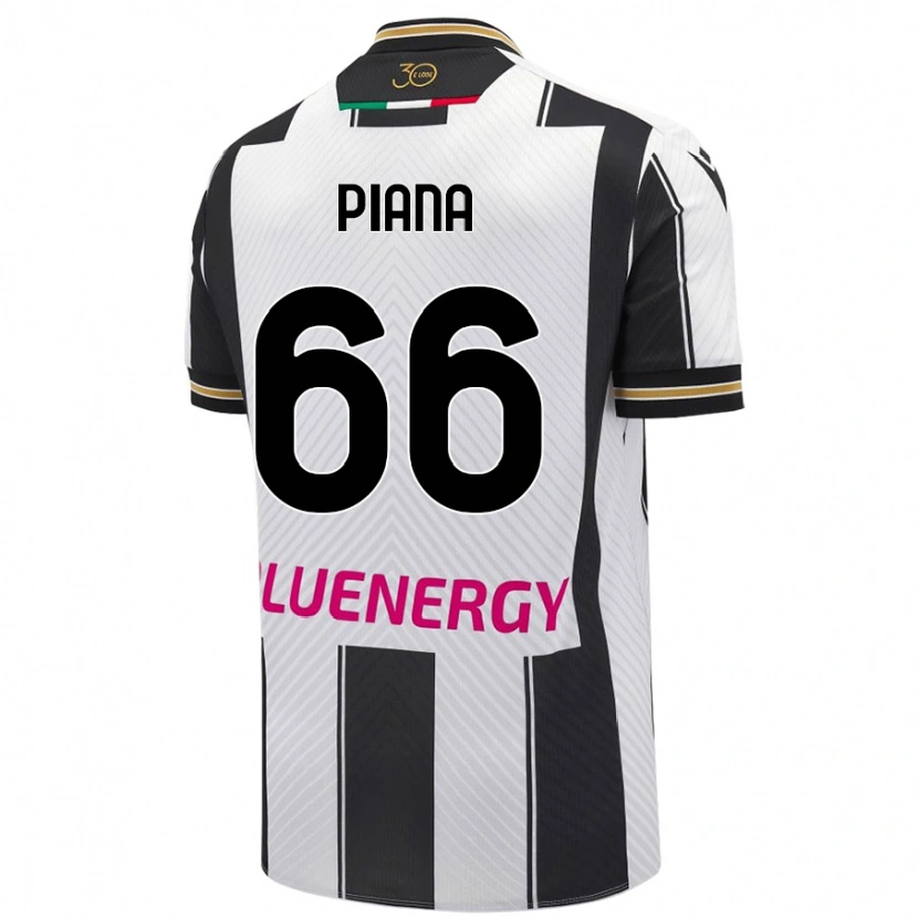 Danxen Mænd Edoardo Piana #66 Hvid Sort Hjemmebane Spillertrøjer 2024/25 Trøje T-Shirt