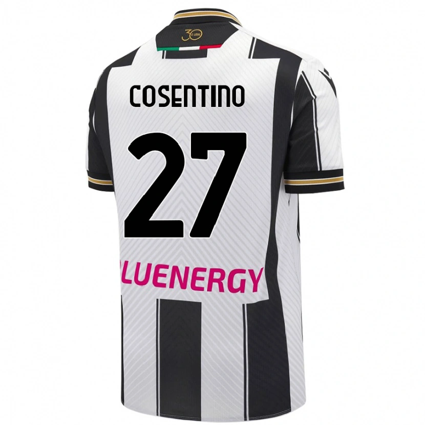 Danxen Mænd Sergio Cosentino #27 Hvid Sort Hjemmebane Spillertrøjer 2024/25 Trøje T-Shirt