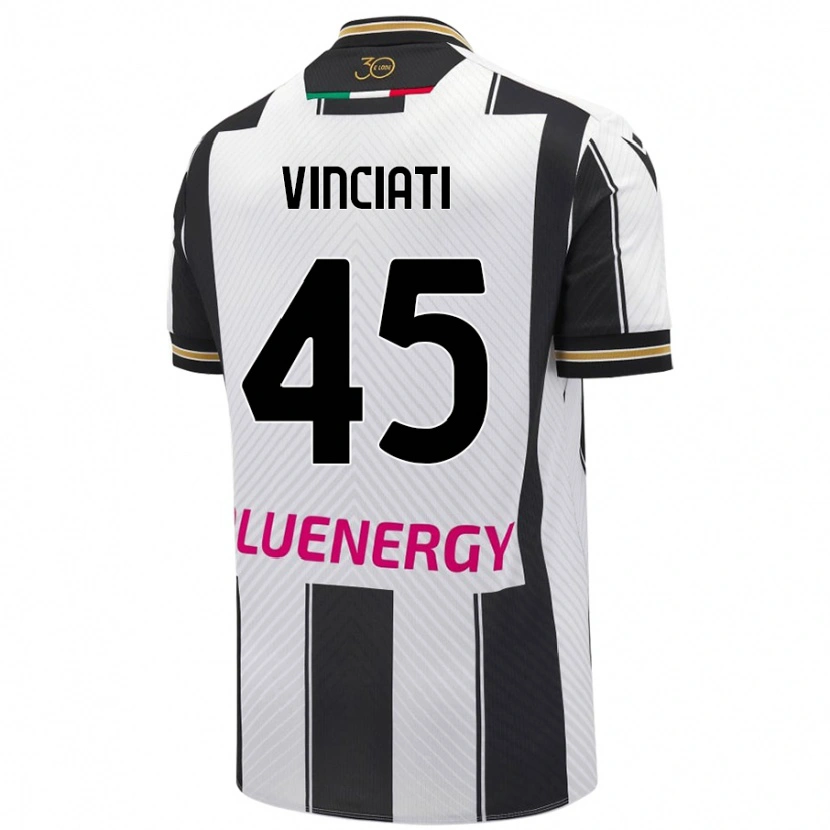 Danxen Mænd Giulio Vinciati #45 Hvid Sort Hjemmebane Spillertrøjer 2024/25 Trøje T-Shirt
