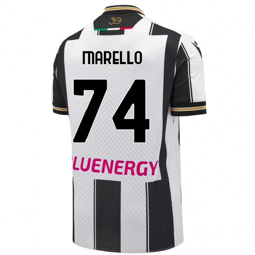 Danxen Mænd Mattia Marello #74 Hvid Sort Hjemmebane Spillertrøjer 2024/25 Trøje T-Shirt
