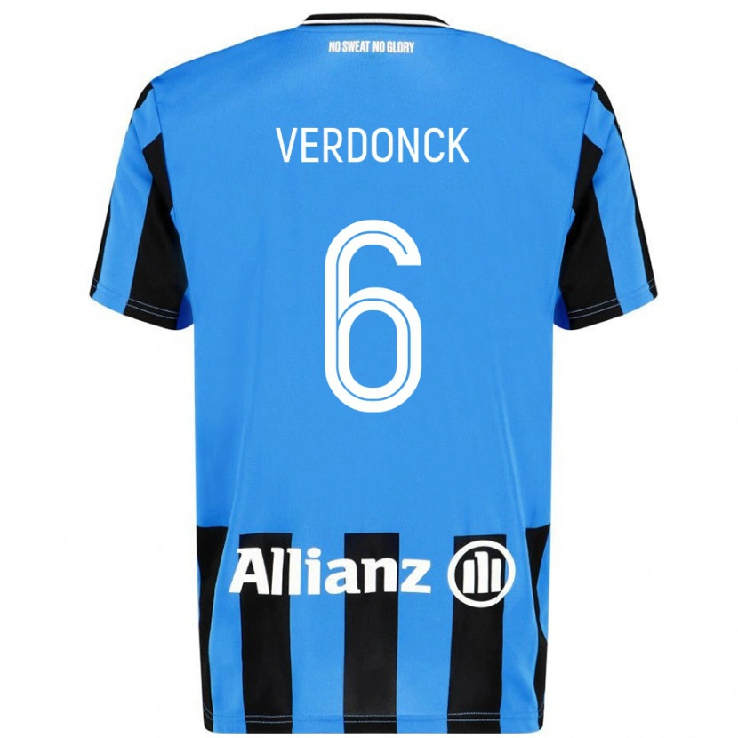 Danxen Mænd Saar Verdonck #6 Himmelblå Sort Hjemmebane Spillertrøjer 2024/25 Trøje T-Shirt