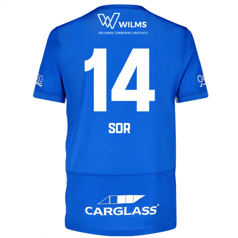 Danxen Mænd Yira Sor #14 Blå Hjemmebane Spillertrøjer 2024/25 Trøje T-Shirt