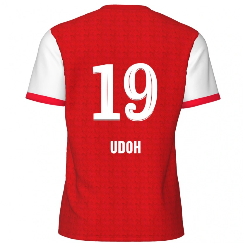 Danxen Mænd Victor Udoh #19 Rød Hvid Hjemmebane Spillertrøjer 2024/25 Trøje T-Shirt