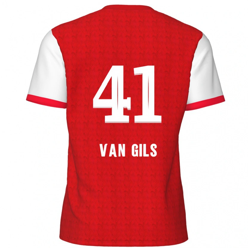 Danxen Mænd Mathis Van Gils #41 Rød Hvid Hjemmebane Spillertrøjer 2024/25 Trøje T-Shirt