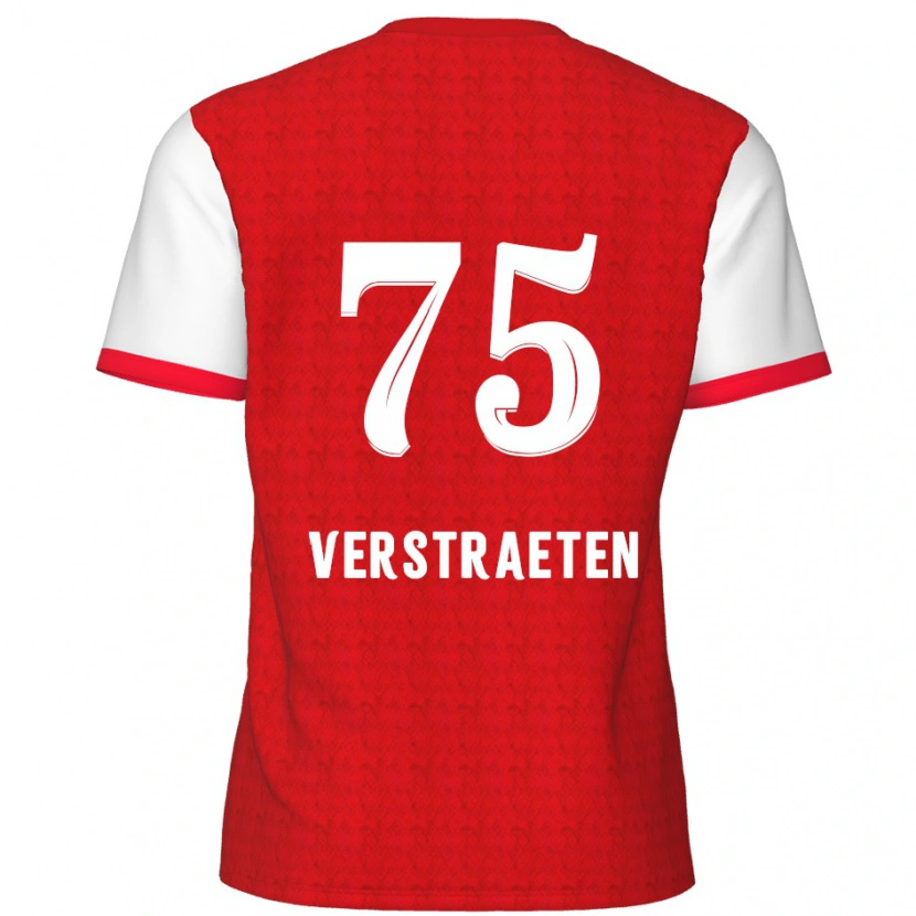 Danxen Mænd Andreas Verstraeten #75 Rød Hvid Hjemmebane Spillertrøjer 2024/25 Trøje T-Shirt