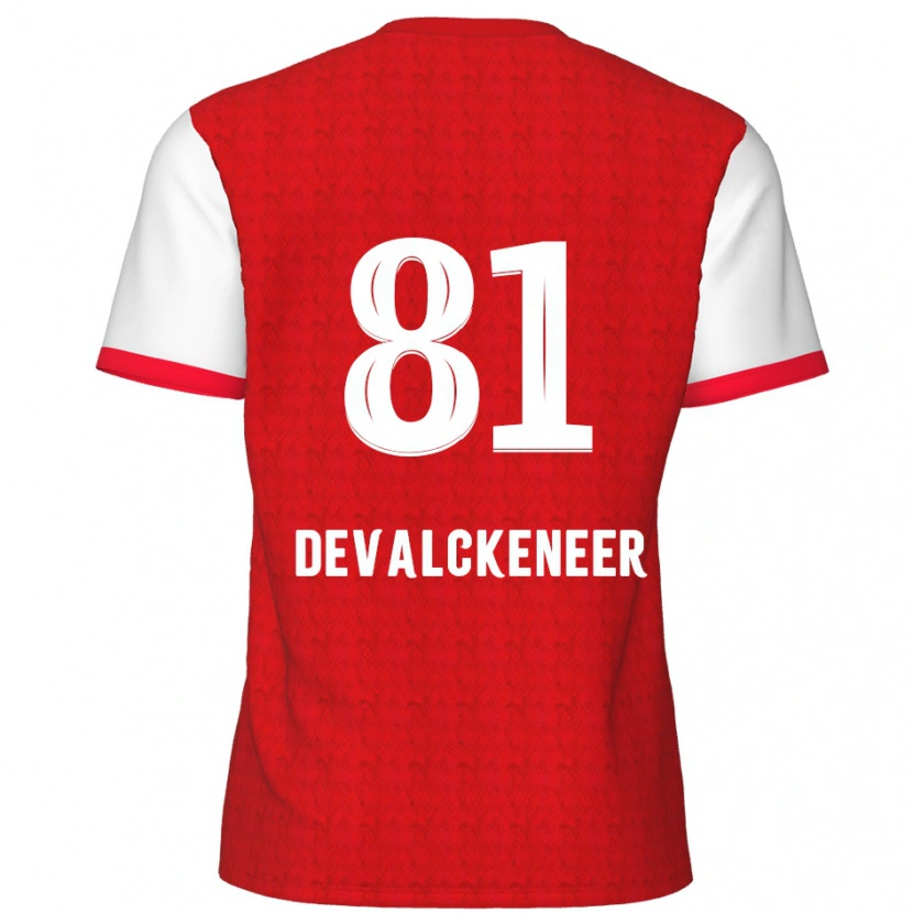 Danxen Mænd Niels Devalckeneer #81 Rød Hvid Hjemmebane Spillertrøjer 2024/25 Trøje T-Shirt