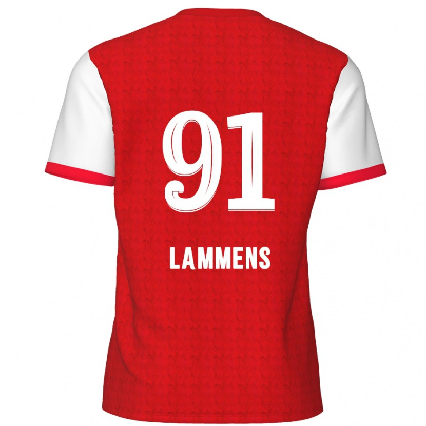 Danxen Mænd Senne Lammens #91 Rød Hvid Hjemmebane Spillertrøjer 2024/25 Trøje T-Shirt