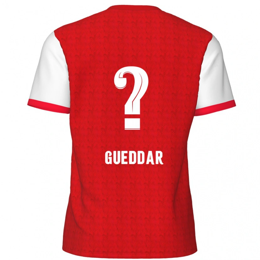 Danxen Mænd Zakaria Gueddar #0 Rød Hvid Hjemmebane Spillertrøjer 2024/25 Trøje T-Shirt