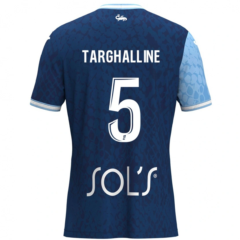 Danxen Mænd Oussama Targhalline #5 Himmelblå Mørkeblå Hjemmebane Spillertrøjer 2024/25 Trøje T-Shirt