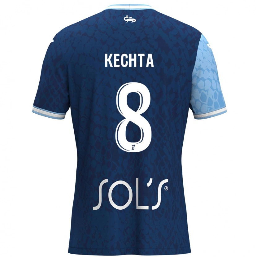Danxen Mænd Yassine Kechta #8 Himmelblå Mørkeblå Hjemmebane Spillertrøjer 2024/25 Trøje T-Shirt