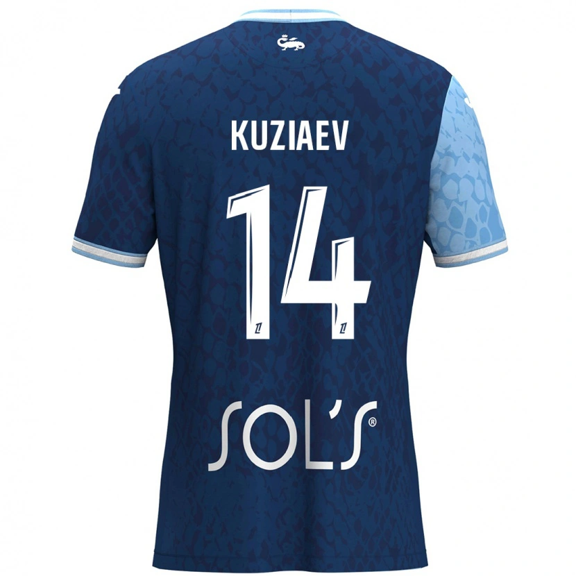 Danxen Mænd Daler Kuzyaev #14 Himmelblå Mørkeblå Hjemmebane Spillertrøjer 2024/25 Trøje T-Shirt