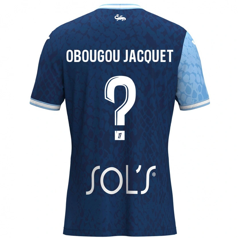 Danxen Mænd Noam Obougou Jacquet #0 Himmelblå Mørkeblå Hjemmebane Spillertrøjer 2024/25 Trøje T-Shirt