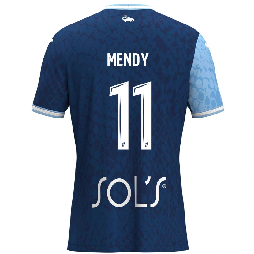 Danxen Mænd Mélinda Mendy #11 Himmelblå Mørkeblå Hjemmebane Spillertrøjer 2024/25 Trøje T-Shirt