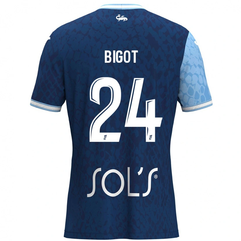 Danxen Mænd Maureen Bigot #24 Himmelblå Mørkeblå Hjemmebane Spillertrøjer 2024/25 Trøje T-Shirt
