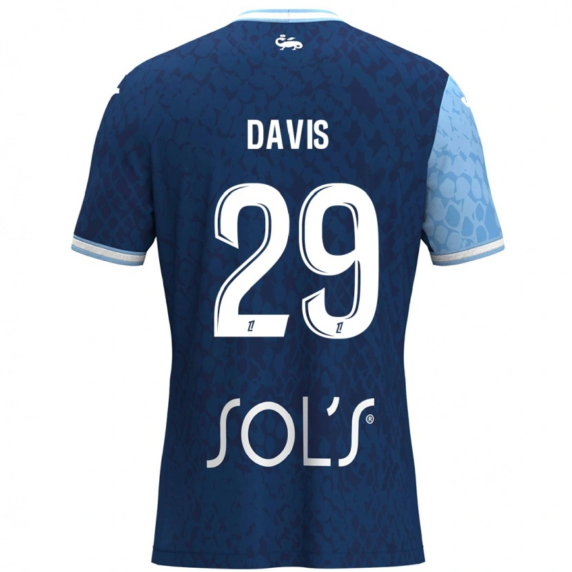 Danxen Mænd Deja Davis #29 Himmelblå Mørkeblå Hjemmebane Spillertrøjer 2024/25 Trøje T-Shirt