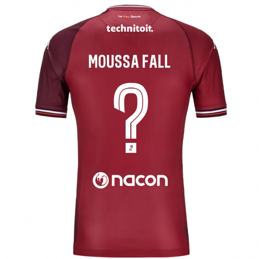 Danxen Mænd Pape Moussa Fall #0 Rød Granata Hjemmebane Spillertrøjer 2024/25 Trøje T-Shirt