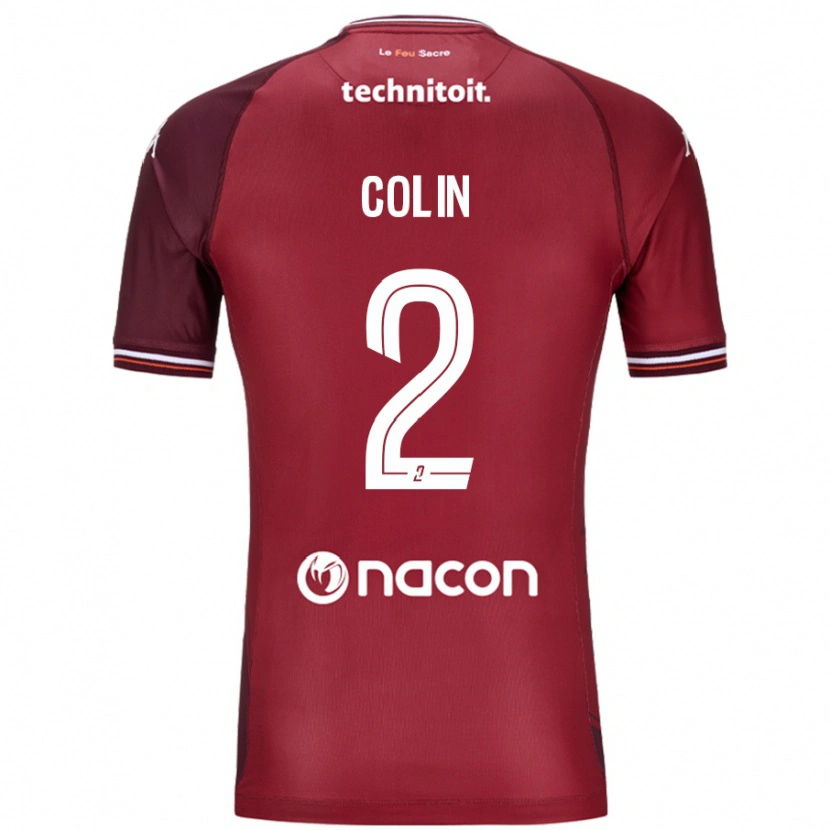 Danxen Mænd Maxime Colin #2 Rød Granata Hjemmebane Spillertrøjer 2024/25 Trøje T-Shirt