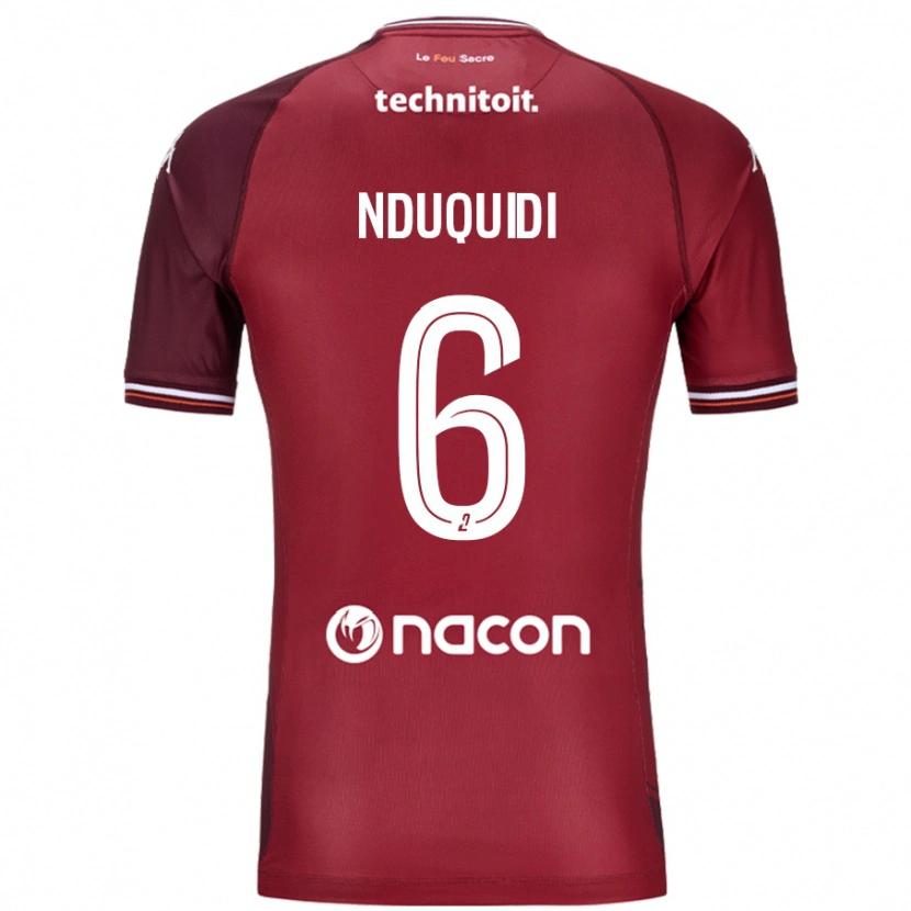 Danxen Mænd Joseph Nduquidi #6 Rød Granata Hjemmebane Spillertrøjer 2024/25 Trøje T-Shirt