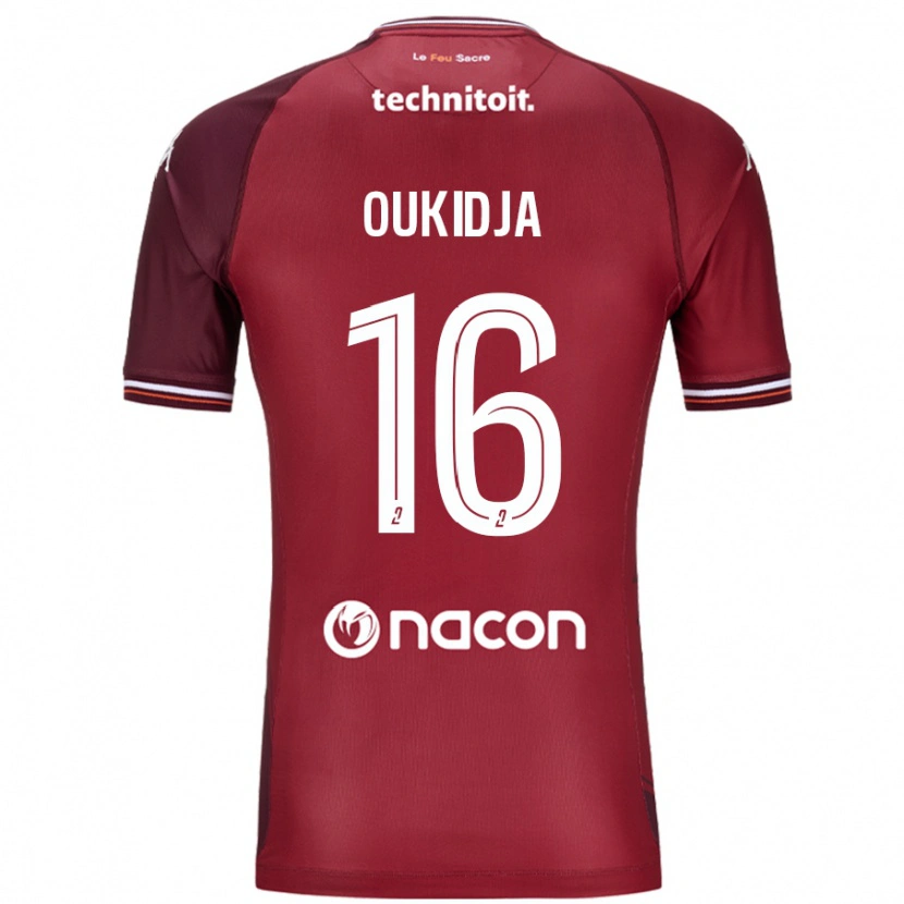 Danxen Mænd Alexandre Oukidja #16 Rød Granata Hjemmebane Spillertrøjer 2024/25 Trøje T-Shirt