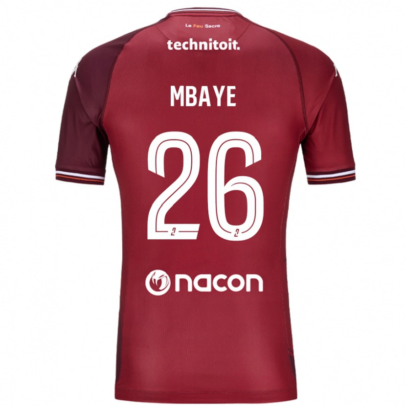 Danxen Mænd Malick Mbaye #26 Rød Granata Hjemmebane Spillertrøjer 2024/25 Trøje T-Shirt