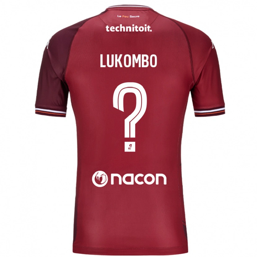 Danxen Mænd Joseph Lukombo #0 Rød Granata Hjemmebane Spillertrøjer 2024/25 Trøje T-Shirt