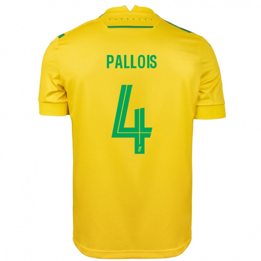 Danxen Mænd Nicolas Pallois #4 Gul Grøn Hjemmebane Spillertrøjer 2024/25 Trøje T-Shirt