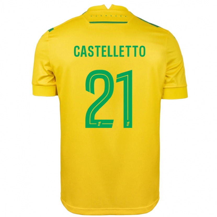 Danxen Mænd Jean-Charles Castelletto #21 Gul Grøn Hjemmebane Spillertrøjer 2024/25 Trøje T-Shirt