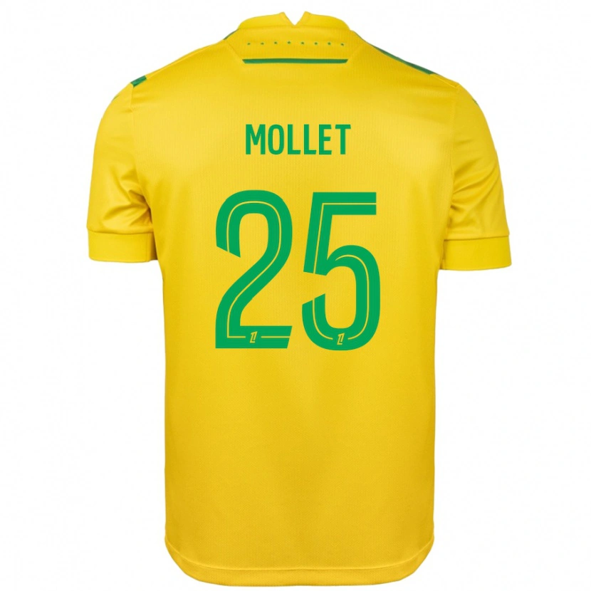 Danxen Mænd Florent Mollet #25 Gul Grøn Hjemmebane Spillertrøjer 2024/25 Trøje T-Shirt