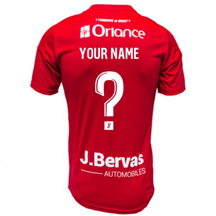 Danxen Mænd Dit Navn #0 Rød Hvid Hjemmebane Spillertrøjer 2024/25 Trøje T-Shirt