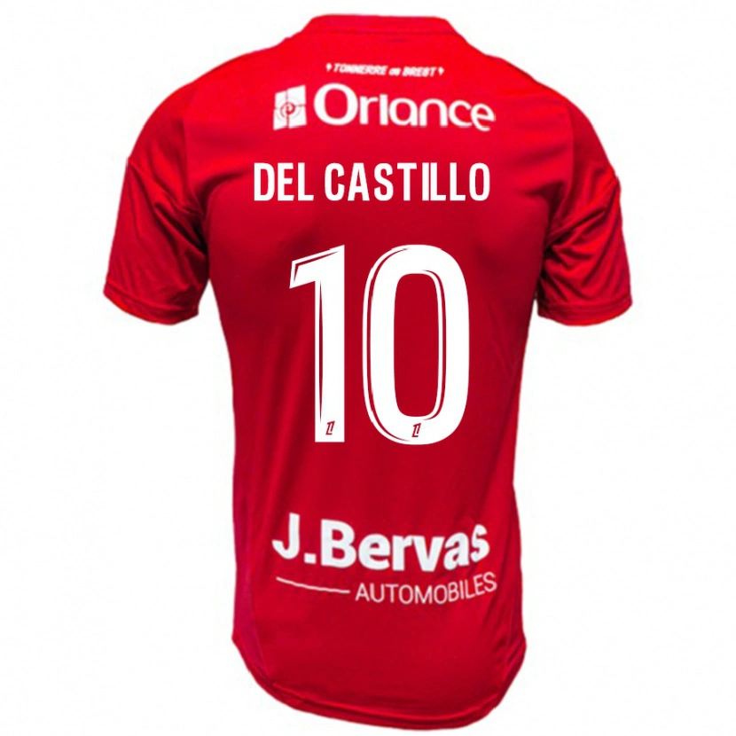 Danxen Mænd Romain Del Castillo #10 Rød Hvid Hjemmebane Spillertrøjer 2024/25 Trøje T-Shirt