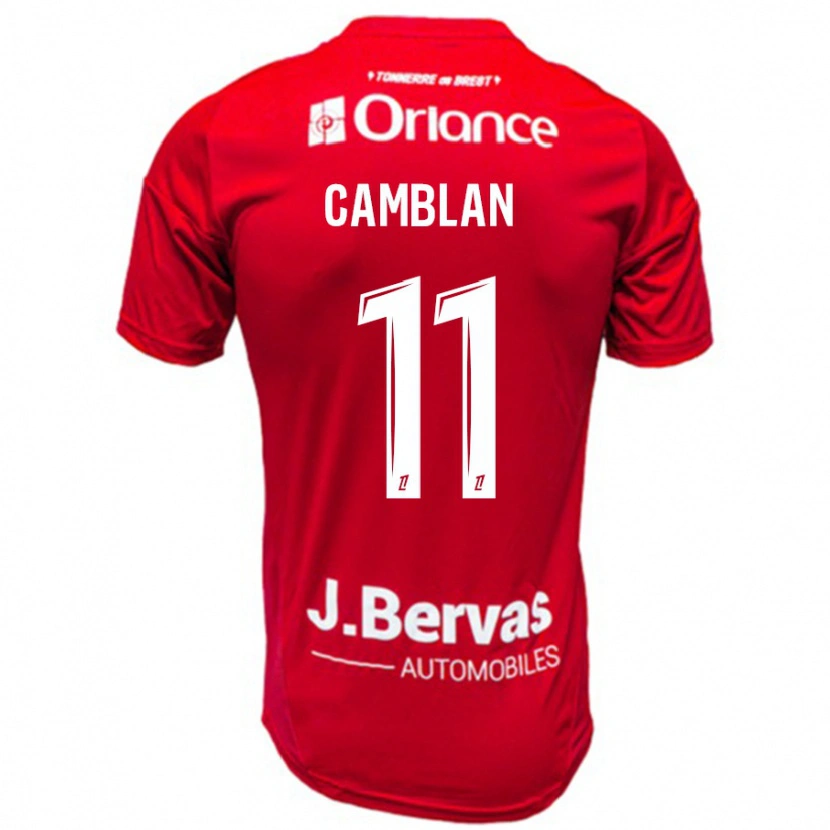 Danxen Mænd Axel Camblan #11 Rød Hvid Hjemmebane Spillertrøjer 2024/25 Trøje T-Shirt