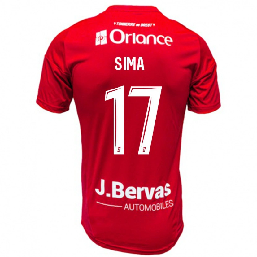 Danxen Mænd Abdallah Sima #17 Rød Hvid Hjemmebane Spillertrøjer 2024/25 Trøje T-Shirt