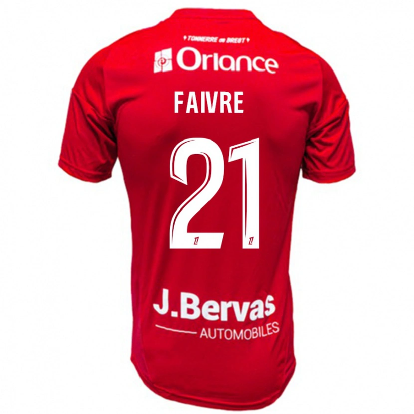 Danxen Mænd Romain Faivre #21 Rød Hvid Hjemmebane Spillertrøjer 2024/25 Trøje T-Shirt