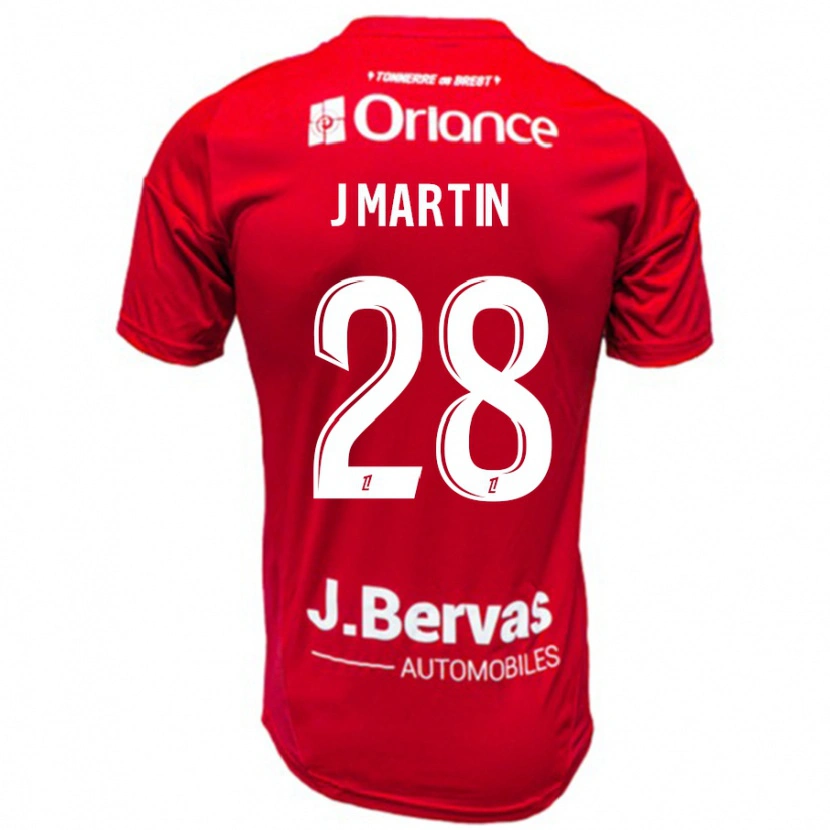 Danxen Mænd Jonas Martin #28 Rød Hvid Hjemmebane Spillertrøjer 2024/25 Trøje T-Shirt