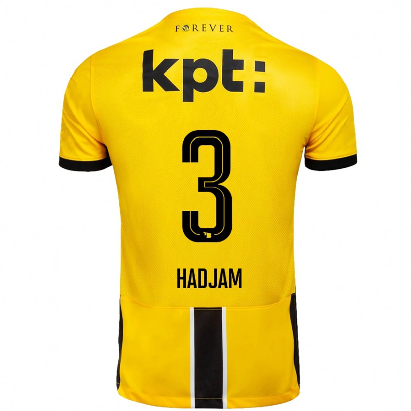 Danxen Mænd Jaouen Hadjam #3 Gul Sort Hjemmebane Spillertrøjer 2024/25 Trøje T-Shirt