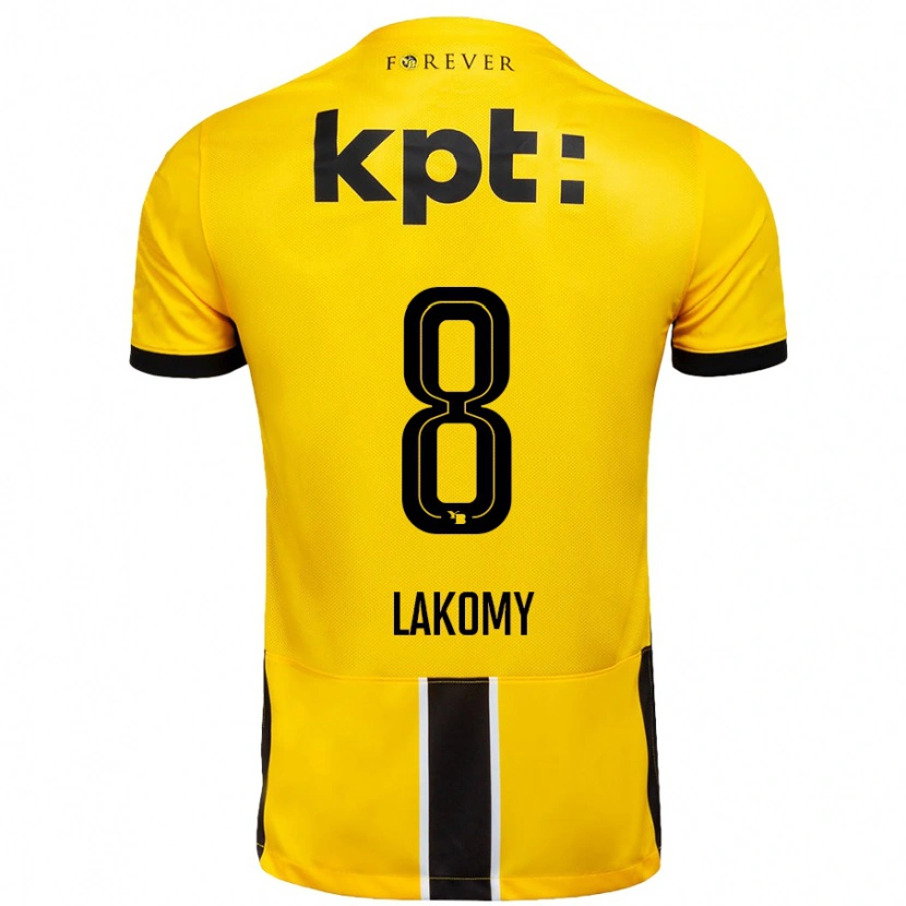 Danxen Mænd Lukasz Lakomy #8 Gul Sort Hjemmebane Spillertrøjer 2024/25 Trøje T-Shirt