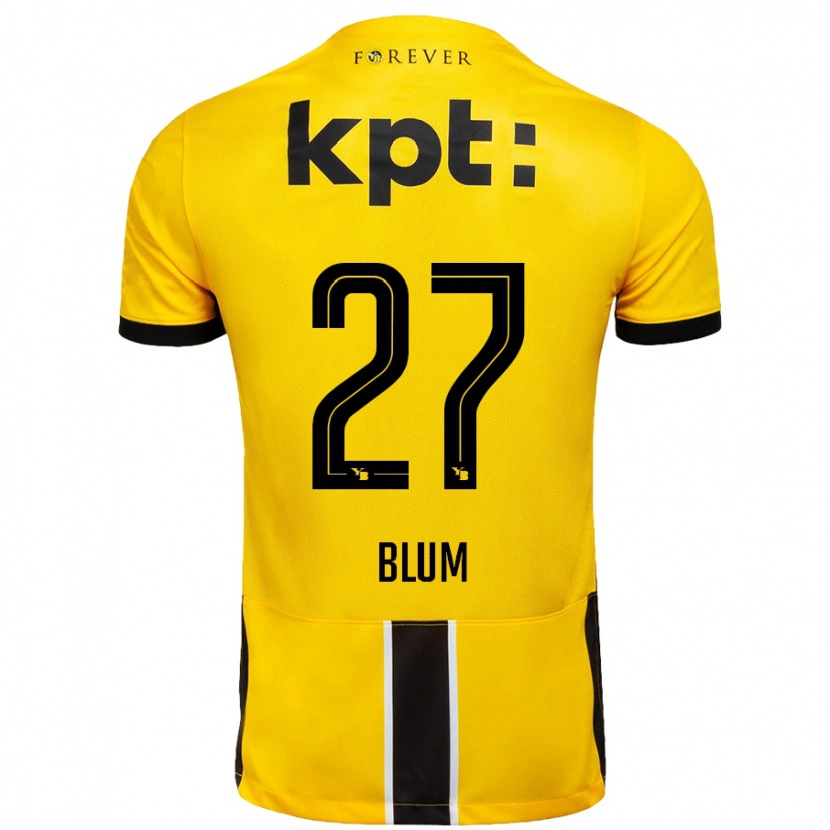 Danxen Mænd Lewin Blum #27 Gul Sort Hjemmebane Spillertrøjer 2024/25 Trøje T-Shirt