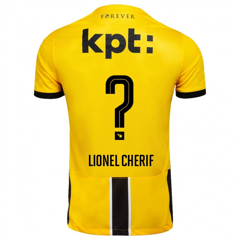 Danxen Mænd Kader Lionel Cherif #0 Gul Sort Hjemmebane Spillertrøjer 2024/25 Trøje T-Shirt