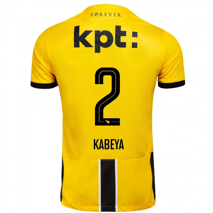Danxen Mænd Benjamin Kabeya #2 Gul Sort Hjemmebane Spillertrøjer 2024/25 Trøje T-Shirt