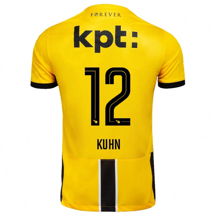Danxen Mænd Athena Kühn #12 Gul Sort Hjemmebane Spillertrøjer 2024/25 Trøje T-Shirt