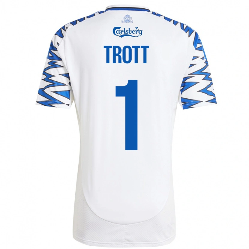 Danxen Mænd Nathan Trott #1 Hvid Himmelblå Hjemmebane Spillertrøjer 2024/25 Trøje T-Shirt