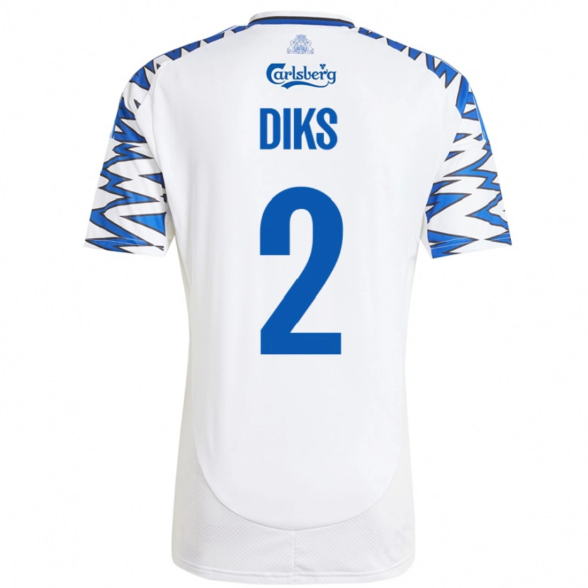 Danxen Mænd Kevin Diks #2 Hvid Himmelblå Hjemmebane Spillertrøjer 2024/25 Trøje T-Shirt