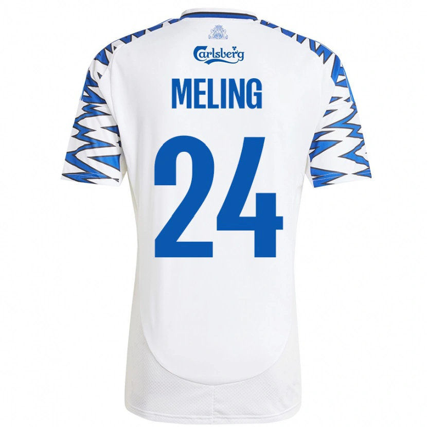 Danxen Mænd Birger Meling #24 Hvid Himmelblå Hjemmebane Spillertrøjer 2024/25 Trøje T-Shirt