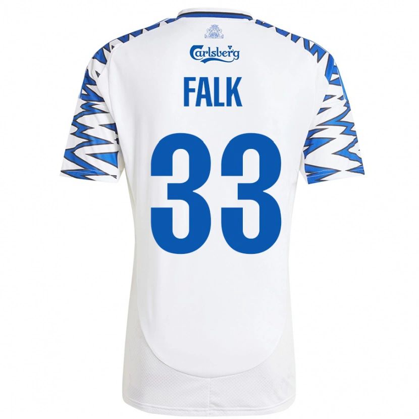Danxen Mænd Rasmus Falk #33 Hvid Himmelblå Hjemmebane Spillertrøjer 2024/25 Trøje T-Shirt
