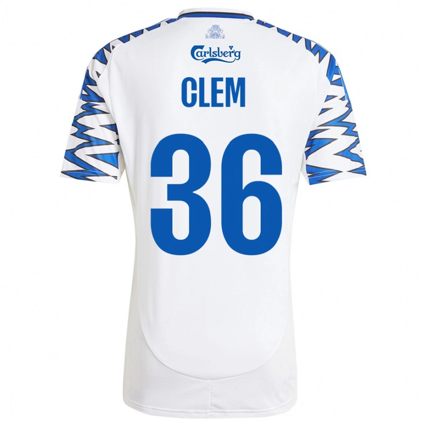 Danxen Mænd William Clem #36 Hvid Himmelblå Hjemmebane Spillertrøjer 2024/25 Trøje T-Shirt